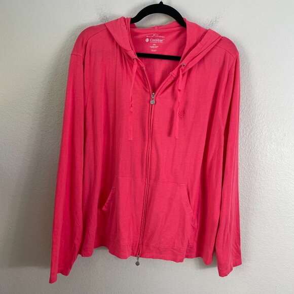 Coolibar Womens Plus XXL UPF 50+ Seaside Zip Hoodie Sun Protection Pink Jacket - Picture 1 of 8